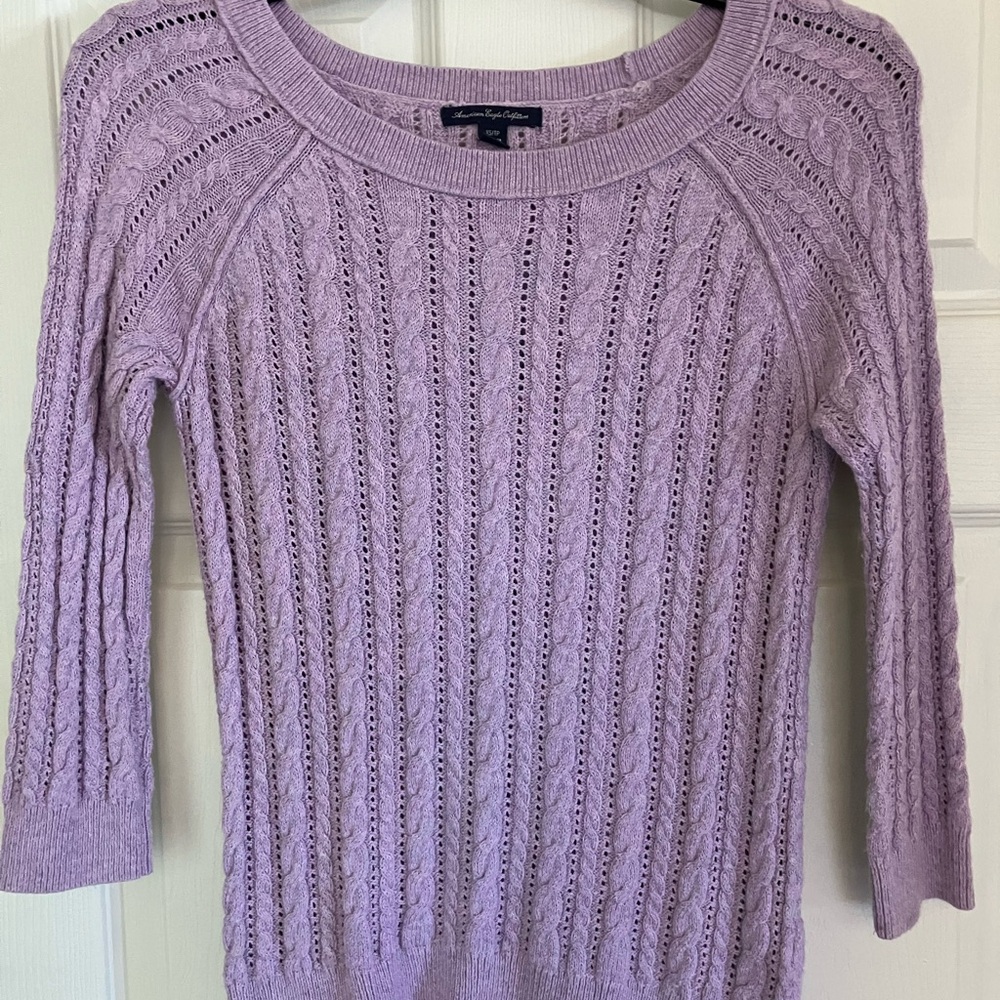 Purple Cable Knit Sweater